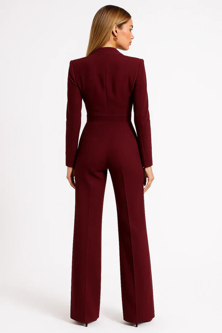 Jumpsuit Damen mit Blazer-Revers und weitem Palazzo-Bein – Delphine