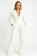 Jumpsuit Damen mit Blazer-Revers und weitem Palazzo-Bein – Delphine
