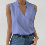 Bluse Damen mit Wickel-V-Ausschnitt und Satinoptik – Celestine