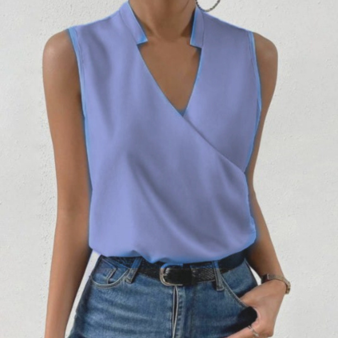 Bluse Damen mit Wickel-V-Ausschnitt und Satinoptik – Celestine