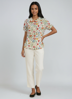 Bluse Damen mit Blumen-Print und Peter-Pan-Kragen – Colombe