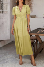Midikleid Damen mit Puffärmeln und durchgehender Knopfleiste – Célimène