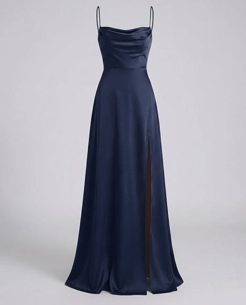 Abendkleid Damen mit Wasserfallausschnitt und seitlichem Schlitz – Vivienne