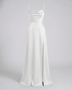 Abendkleid Damen mit Wasserfallausschnitt und seitlichem Schlitz – Vivienne