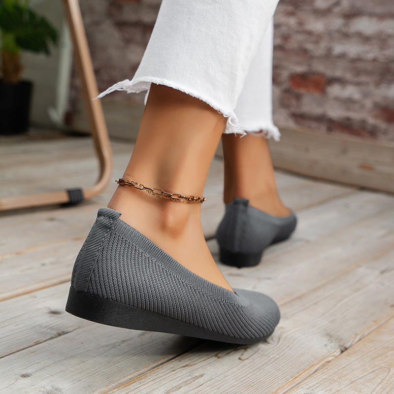 Ballerinas Damen mit Ripp-Strick-Obermaterial und schlichter Zehenpartie – Léonie