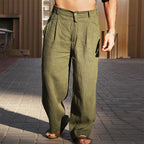 Leinenhose Herren mit Bundfalten und geradem Schnitt – Aurelio