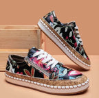 Plateau-Sneaker Damen mit Blumenstickerei und Kork-Sohle – Botanica
