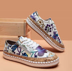 Plateau-Sneaker Damen mit Blumenstickerei und Kork-Sohle – Botanica