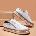 Plateau-Sneaker Damen mit Blumenstickerei und Kork-Sohle – Botanica