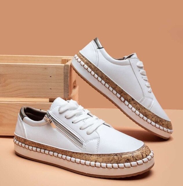 Plateau-Sneaker Damen mit Blumenstickerei und Kork-Sohle – Botanica