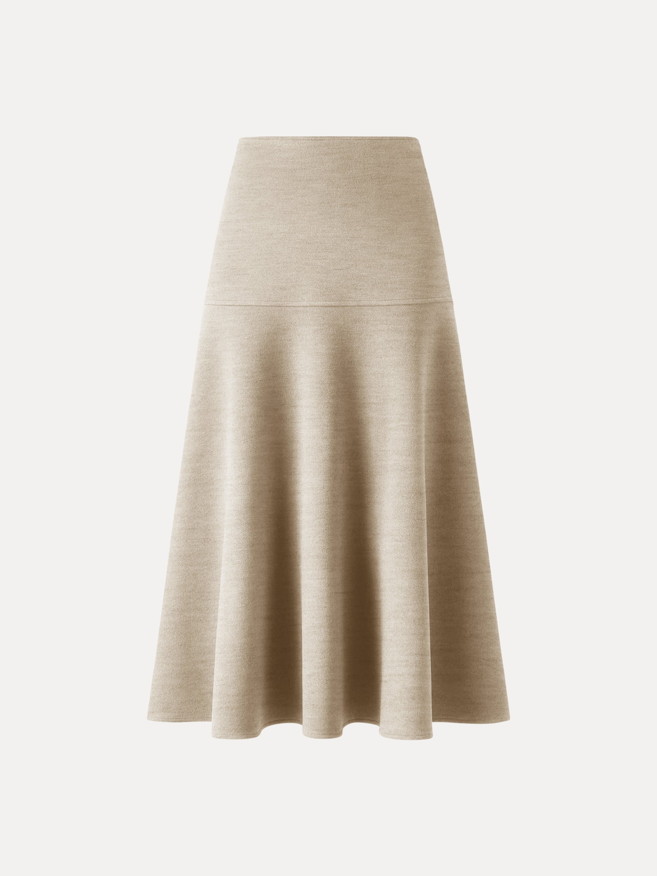 Midirock Damen mit hoher Taille und ausgestelltem Wollmix-Schnitt – Eleonora