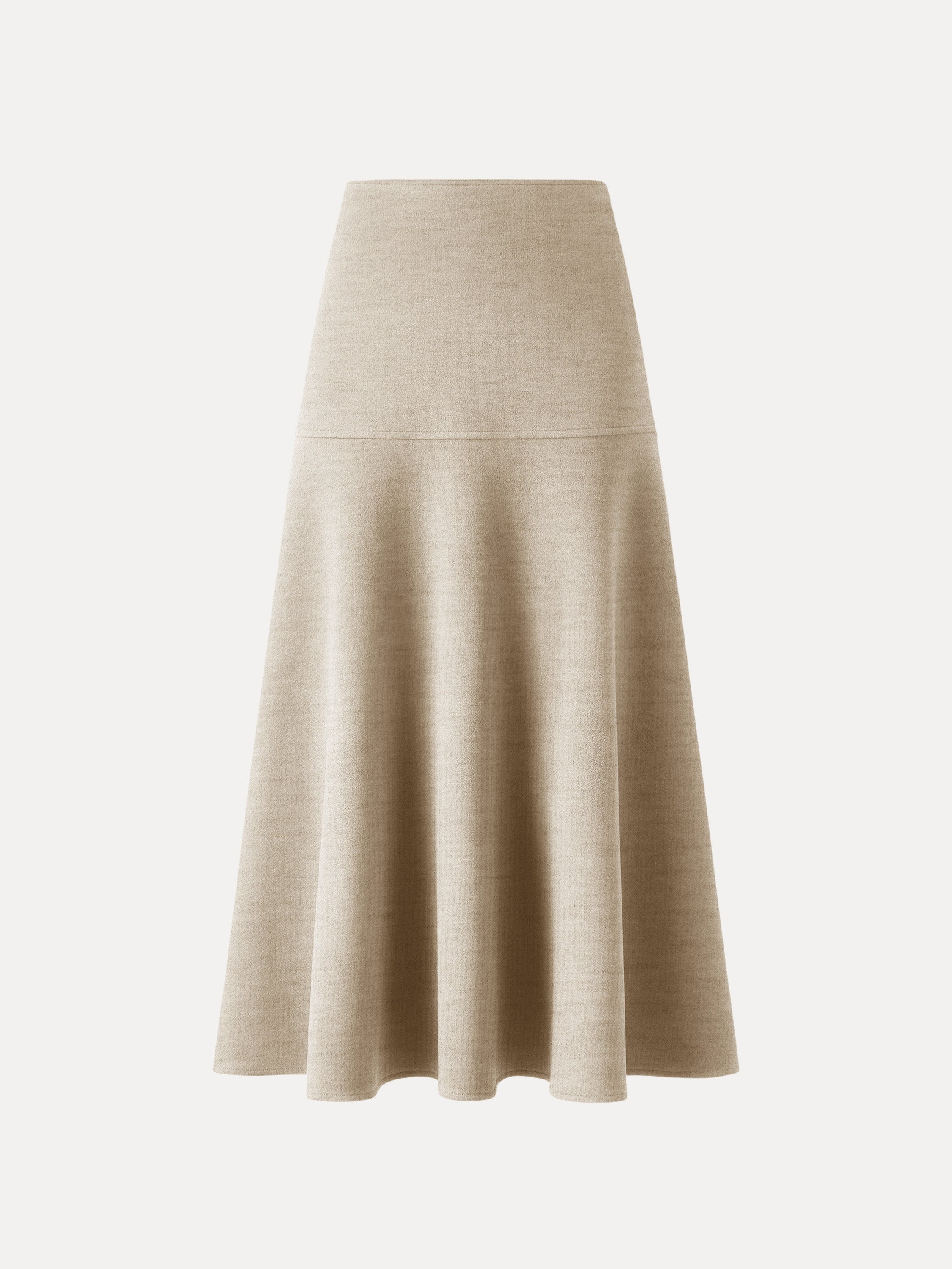 Midirock Damen mit hoher Taille und ausgestelltem Wollmix-Schnitt – Eleonora