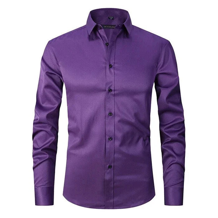 Herrenhemd Slim Fit mit Kontrastknöpfen und Langarm – Leonardo