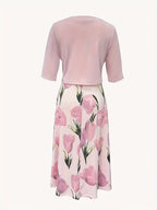 Zweiteiler Damen mit Blumenprint-Midikleid und passendem Kurzjacke – Florentine