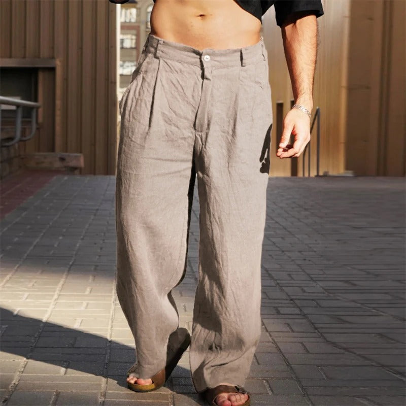 Leinenhose Herren mit Bundfalten und geradem Schnitt – Aurelio