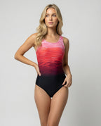 Badeanzug Damen mit Farbverlauf-Print und Racerback-Rücken – Adriana