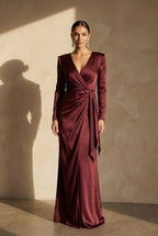 Valentina Satin Wickelkleid mit V-Ausschnitt