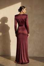 Valentina Satin Wickelkleid mit V-Ausschnitt