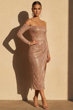 Silvana Off-Shoulder Glitzerkleid mit Wickelschlitz