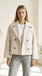 Isabelle Cropped Doppelreiher-Wolljacke