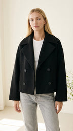 Isabelle Cropped Doppelreiher-Wolljacke