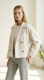 Isabelle Cropped Doppelreiher-Wolljacke