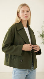 Isabelle Cropped Doppelreiher-Wolljacke