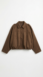 Mila Oversized Cropped Jacke in Wildlederoptik
