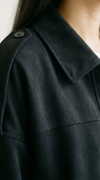 Mila Oversized Cropped Jacke in Wildlederoptik