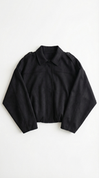 Mila Oversized Cropped Jacke in Wildlederoptik