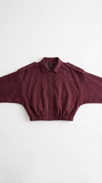 Mila Oversized Cropped Jacke in Wildlederoptik