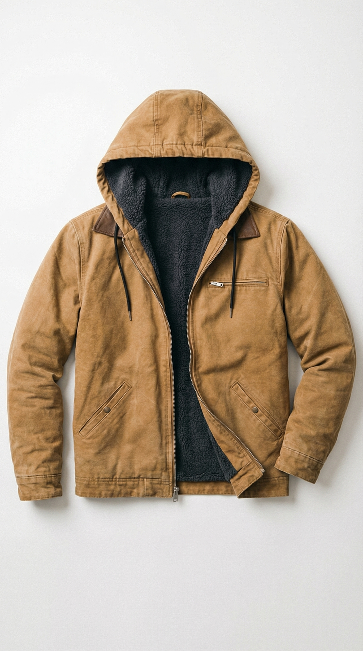 Dante Kapuzenjacke in Wildlederoptik mit Sherpa-Futter