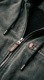 Dante Kapuzenjacke in Wildlederoptik mit Sherpa-Futter