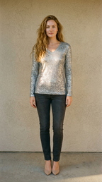 Celestina – Elegantes Damen-Langarmshirt mit Glitzer-Finish