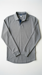 Marcello – Herren-Langarm-Poloshirt mit Kontrastdetail