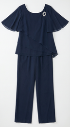 Elisabetta – Festlicher Damen-Chiffon-Zweiteiler mit Schmuckbrosche
