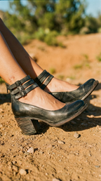 Serafina – Damen-Ankle-Pumps im Vintage-Leder-Look