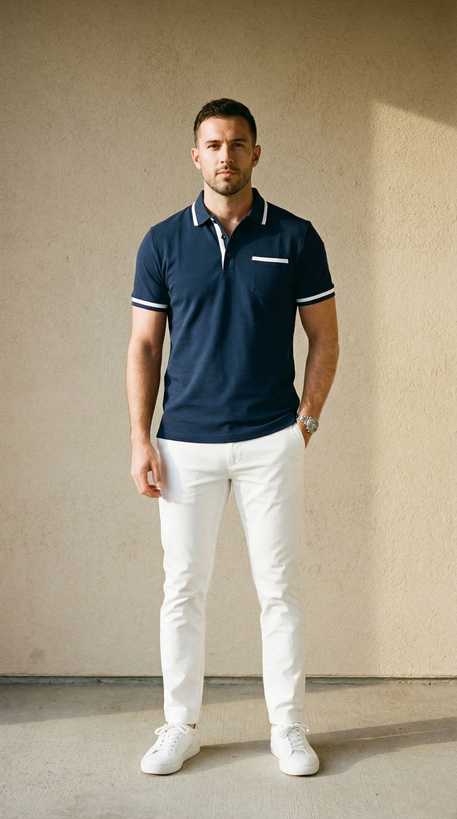 Roberto – Sportliches Herren-Poloshirt mit Kontraststreifen