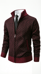 Damiano – Herren-Strickjacke mit Rautenmuster und Stehkragen