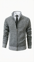 Damiano – Herren-Strickjacke mit Rautenmuster und Stehkragen