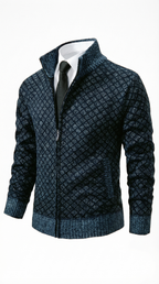 Damiano – Herren-Strickjacke mit Rautenmuster und Stehkragen