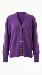 Corina – Damen-Strickjacke mit goldenen Herzknöpfen