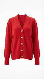Corina – Damen-Strickjacke mit goldenen Herzknöpfen