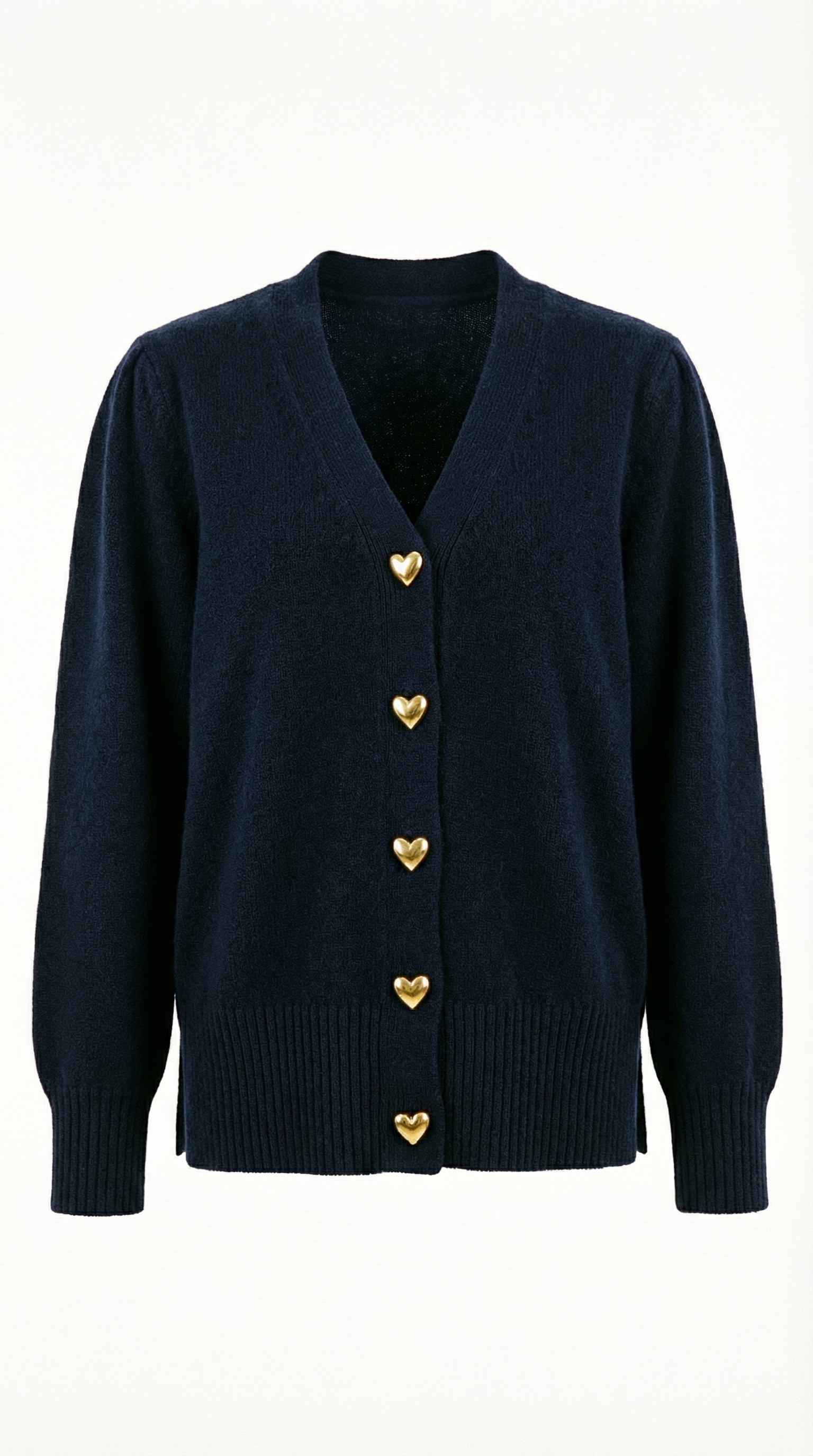 Corina – Damen-Strickjacke mit goldenen Herzknöpfen