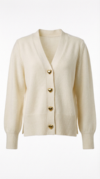 Corina – Damen-Strickjacke mit goldenen Herzknöpfen