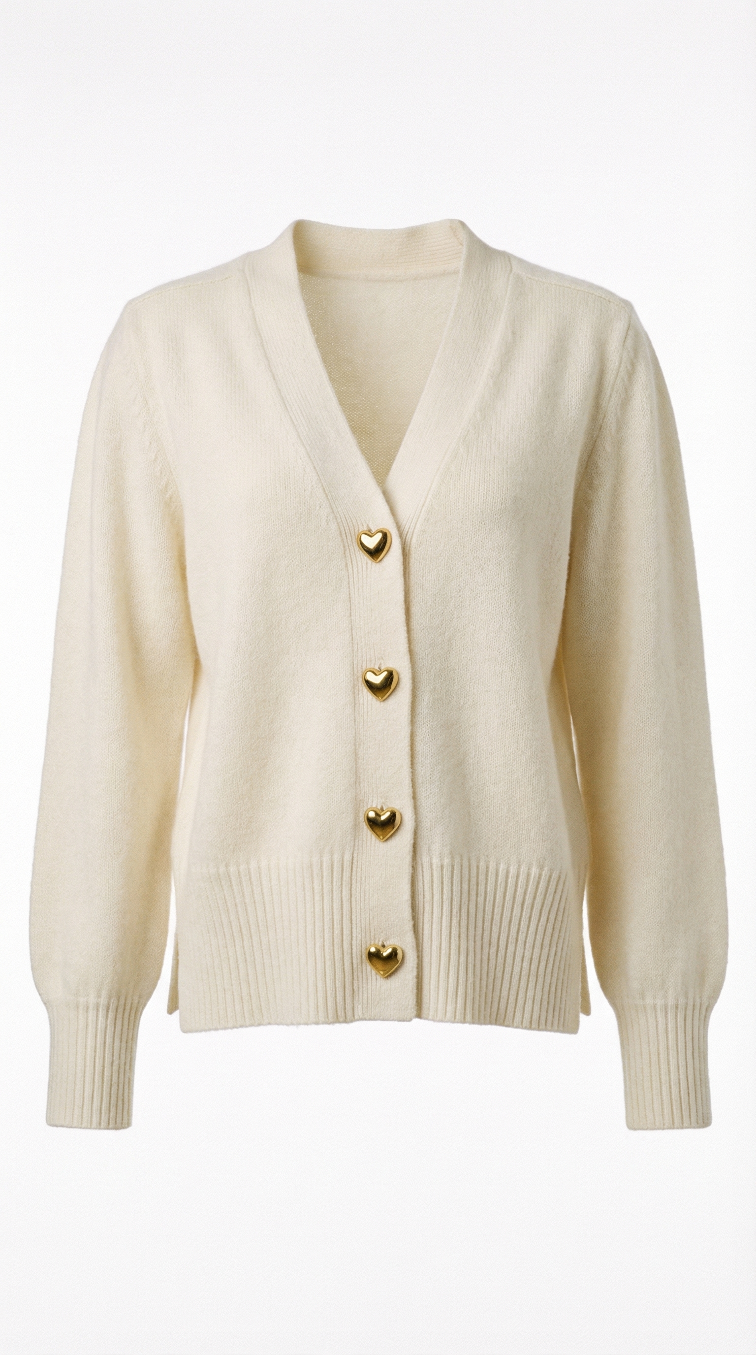 Corina – Damen-Strickjacke mit goldenen Herzknöpfen