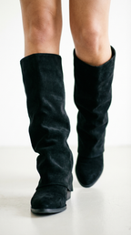 Adriana – Damen-Stiefel in Wildlederoptik mit Umschlagschaft