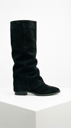 Adriana – Damen-Stiefel in Wildlederoptik mit Umschlagschaft