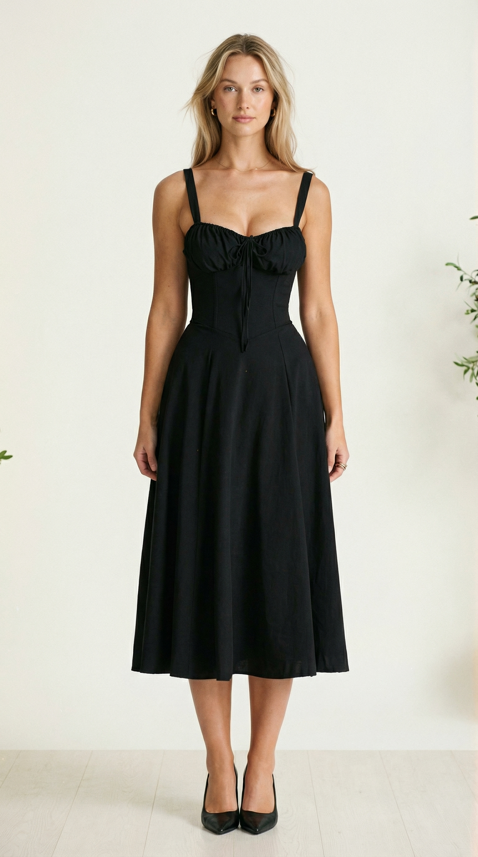 Valentina – Corsage-Midikleid mit Blumenprint und Schlitz