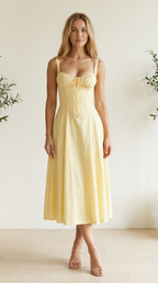 Valentina – Corsage-Midikleid mit Blumenprint und Schlitz